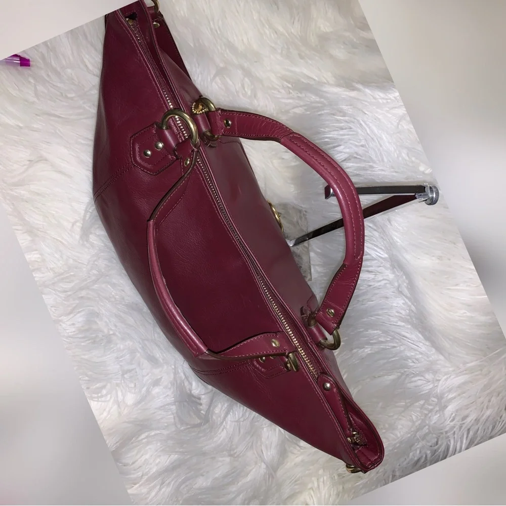 Coach Leather Campbell Izzy Fashion Satchel Brass Burgundy F24683 - Picture 4 of 7